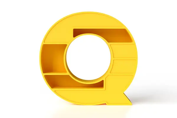 黄色いプラスチックから成っている3D文字Qの家具 ウェブおよび印刷の装飾的なプロジェクトの概念 3Dレンダリング — ストック写真