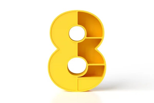 Geometric Number Made Yellow Matte Painted Plastic Shelves Storage Hollows — Stock Photo, Image