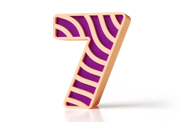 Wavy Number Made Violet Peach Color Vivid Colorful Striped Typography — Stock Photo, Image