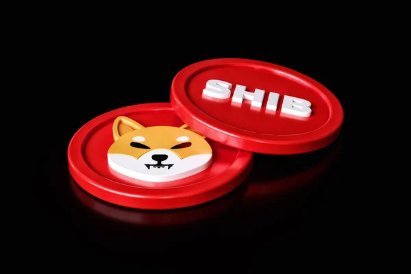 Shiba Inu Cryptocurrency Tokens Displaying Logo Ticker Text Abbreviation Shiny — Stock Photo, Image