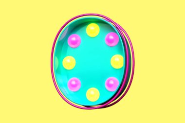 80 'lerin tarzı 3 boyutlu yazı tipi 0. Ampul ve tabela yazı seti. Yüksek kalite 3B görüntüleme