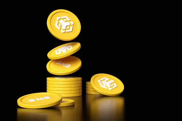 Bnb Binance Block Chain Tokens Motion Forming Stack Suitable Illustrating — Stock Photo, Image