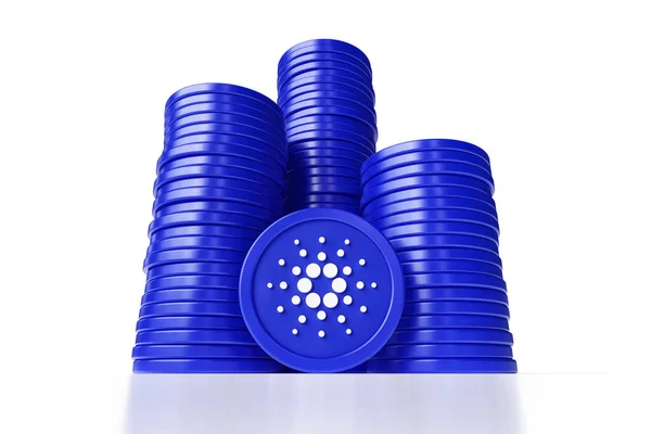 Stacks Cardano Crypto Coins Seen Low Perspective Illustrative Concept Savings — Stock Photo, Image