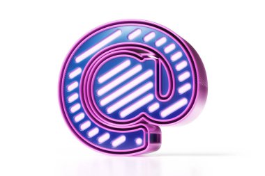 Siberpunk tarzı e-posta mavi ve pembede. Yüksek kalite 3B görüntüleme.