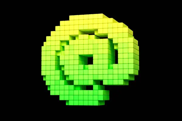 ピクセルアート3D 8ビットゲームのように黄色と緑でサインインします 高精細3Dレンダリングチップチューンコンセプトフォント — ストック写真