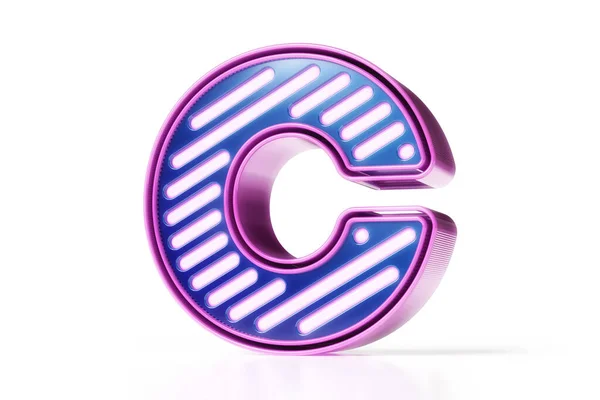3Dネオンアルファベット ブルーとピンクの未来的なスタイルの文字C 高品質の3Dレンダリング — ストック写真