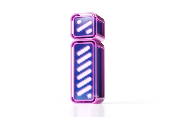 3Dサイバーパンクフォント 白い背景にピンクとブルーの輝く除外マーク 高品質の3Dレンダリング — ストック写真