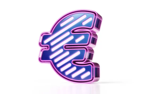 Tipografia Led Simbolo Euro Stile Tecnologico Blu Rosa Rendering Alta — Foto Stock