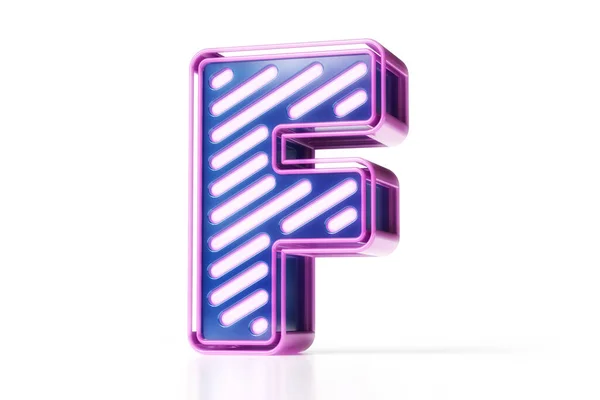 3Dサイエンスフィードフォント 紫と青の明るい未来的なスタイルの手紙F 高品質の3Dレンダリング — ストック写真