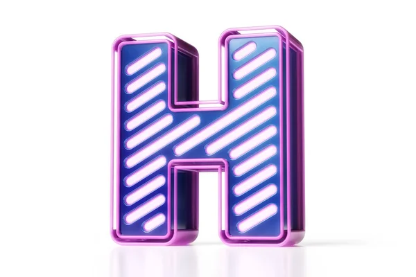 3Dゲーミングフォント 白い背景に紫と青の光沢のある未来的なスタイルの手紙H 高品質の3Dレンダリング — ストック写真