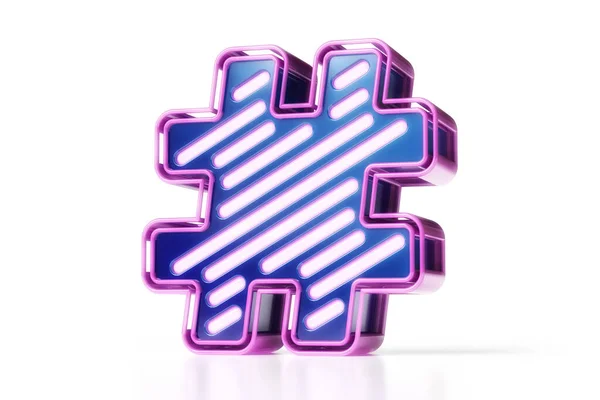 Cyberpunk Style Hashtag Symbol Blue Purple High Quality Rendering — Stock Photo, Image