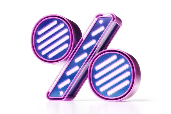 Neon Strepen Tyfografie Percentage Symbool Blauwe Roze Cyberpunk Stijl Hoge — Stockfoto