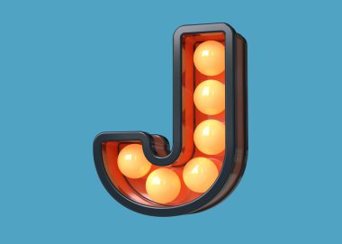Turuncu ve mavi afiş yazı tipi. Tipografi 3D harf J. Yüksek kalite 3B görüntüleme.