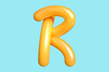 3D yazı tipi R harfini turuncuya çeviriyorum. Baskılar, sanat eserleri, ruh hali panoları ve internet reklamları için uygun grafiksel kaynak. Yüksek kalite 3D illüstrasyon.
