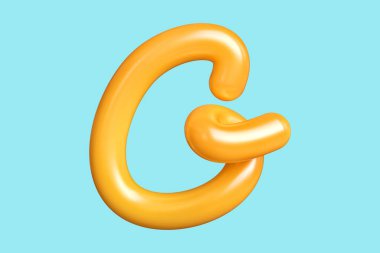 G harfini turuncuya boyuyorum. Baskılar, sanat eserleri, ruh hali panoları ve internet reklamları için uygun grafiksel kaynak. Yüksek kalite 3B görüntüleme.