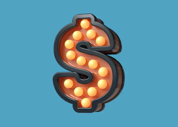 Light Bulb Sign Shape Dollar Currency Symbol Blue Orange High — Stock Photo, Image