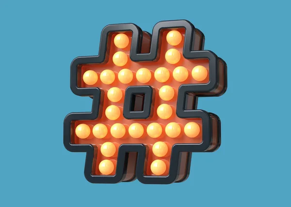 Light Bulb Box Shape Hashtag Symbol Blue Orange High Quality — Stock Photo, Image