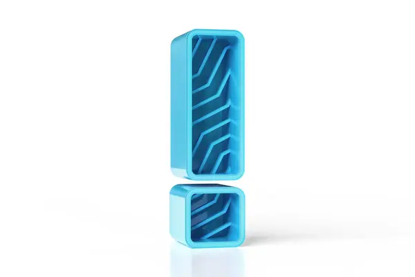 Aqua Blue Metallic Glänzende Ausrufezeichen Neue Trendige Moderne Schriftzüge Kollektion — Stockfoto