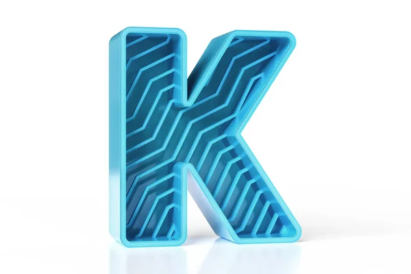 蓝色金属闪光字母K 新流行的现代3D字体收集适合网络和印刷项目 高分辨率3D渲染 — 图库照片