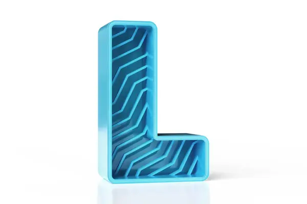 Polished Metal Futuristic Style Letter Perspective View Cyan Blue Shiny — Stock Photo, Image