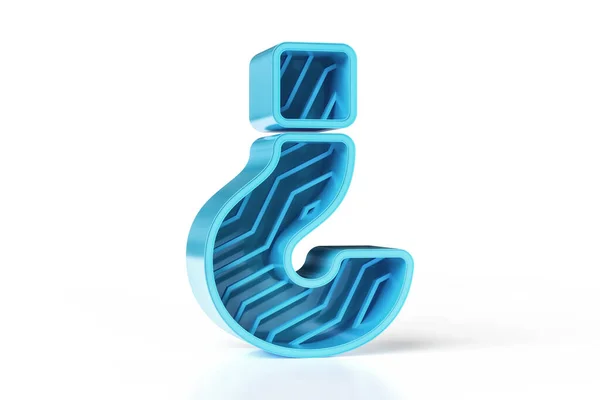 Znak Zapytania Zaprojektowany Metalicznych Kolorach Aqua Blue Zygzakiem Typeface Świetnie — Zdjęcie stockowe