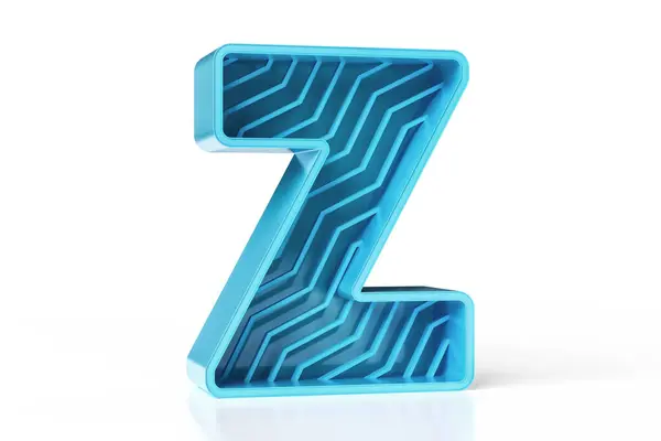 Alphabet Letter Futuristic Style Designed Extruded Outlines Zigzag Lines Pattern — Stock Photo, Image