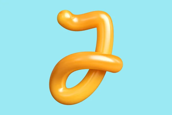 3D render rounded typography letter J in orange. Graphic resource suitable for prints, artworks, mood boards and web advertisings. High quality 3D illustration