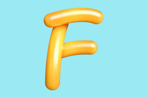 Curly lettering letter F in orange. Graphic resource suitable for prints, artworks, mood boards and web advertisings. High quality 3D rendering.