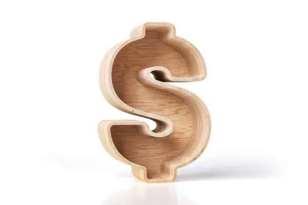 Wood Made Dollar Symbol Interior Design Decorative Element High Detailed — Stock Photo, Image