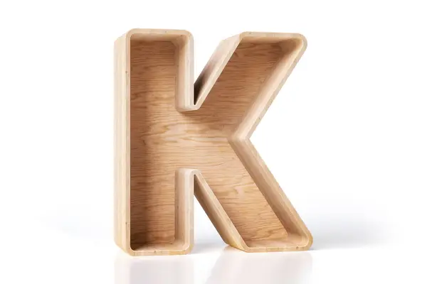 3D木字K的形状是一个打开的盒子 室内设计朦胧的概念 高质量3D渲染 — 图库照片