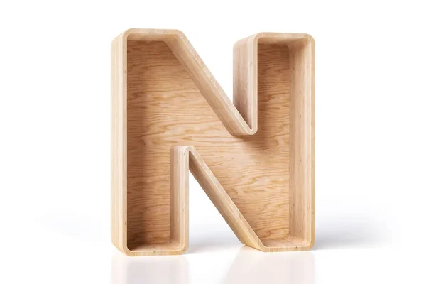 漂亮的松木空盒子形状为字母N 理想的展示零售产品或装饰室内空间 高质量3D渲染 — 图库照片