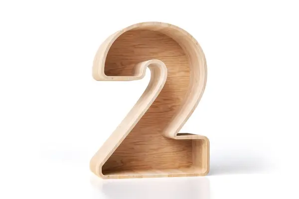 Form Der Nummer Aus Holz Skandinavischen Stil Auf Weißem Hintergrund — Stockfoto