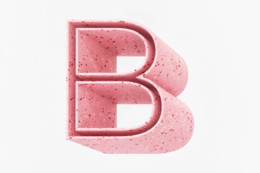 Pembe terrazzo taşı yumuşak stil harf B. Manşet sözcükler yazmak için harika. Modern kıvrımlı kadınsı üslup. Yüksek çözünürlüklü 3d görüntüleme.