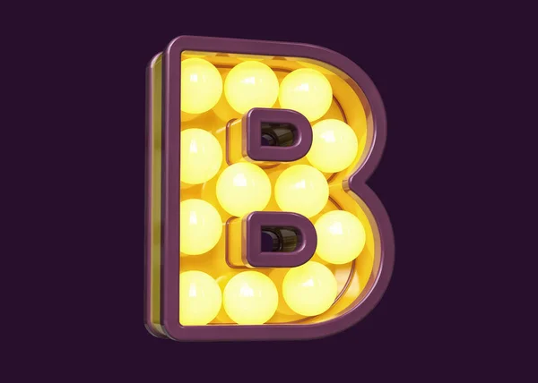 Vintage Light Bulb Marquee Lettering Purple Yellow Light Colorful Retro — Stock Photo, Image