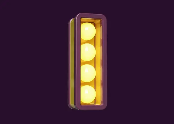 レトロ ライト バルブの玄関のレタリング 黄色い光でヴァイオレットした3Dレター 高品質の3Dレンダリング — ストック写真