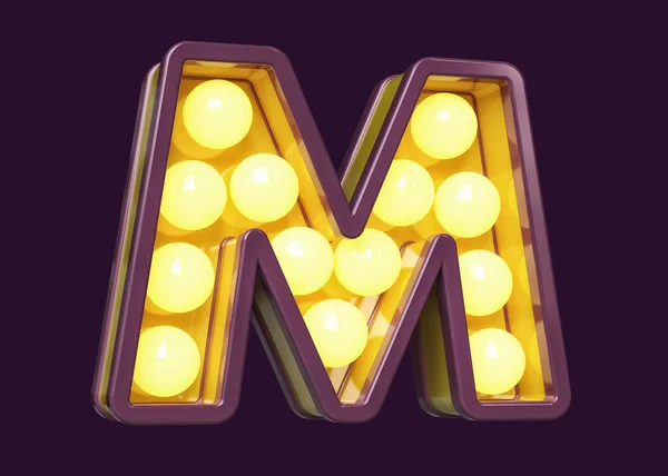 Light Bulb Marquee Typography Letter Violet Yellow Light High Quality — Stock Photo, Image
