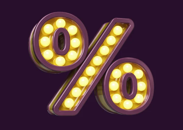 Light Bulb Sign Shape Percent Symbol Purple Yellow High Quality — Stock Photo, Image