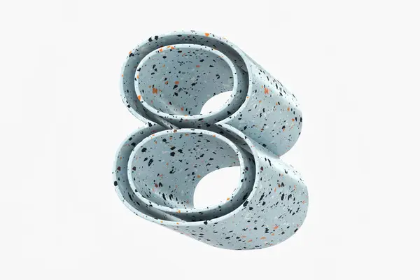 Font Number Solid Shadow Design Light Blue Terrazzo Style Pattern — Stock Photo, Image