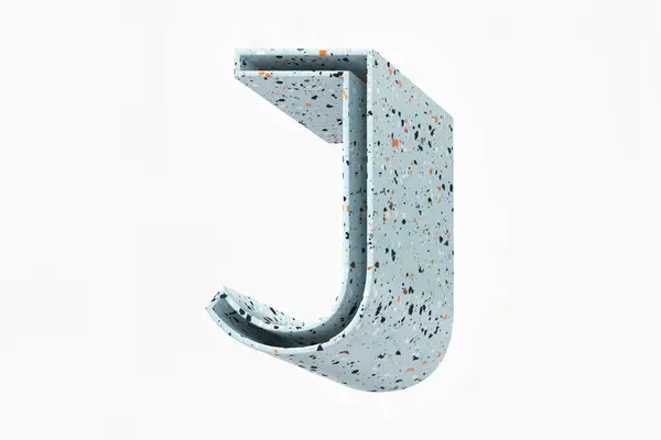 Font Letter Solid Shadow Design Light Blue Terrazzo Style Pattern — Stock Photo, Image