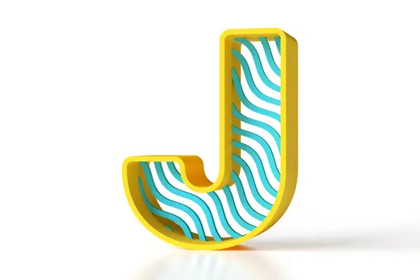 Letra Diseñada Con Contorno Amarillo Patrón Ondas Azuladas Juguete Divertido —  Fotos de Stock