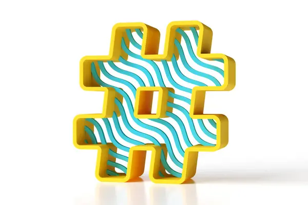Funny Creative Hashtag Symbol Made Yellow Blue Plasticine Style High — Stock Photo, Image