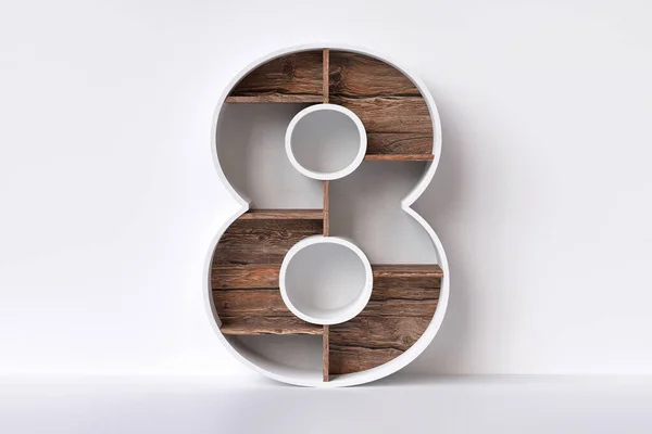 棚フォント3Dナンバー8 家または店のインテリアのための装飾的な考え 高精細3Dレンダリング — ストック写真