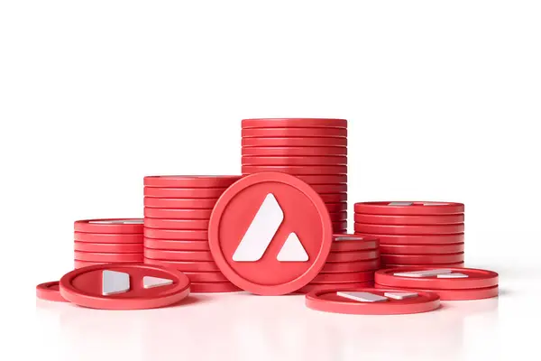 Avalanche Blockchain Token Coins Various Stacks Clear White Background Nice — Stock Photo, Image