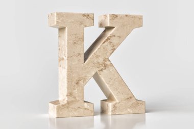 Mermer desenli K harfi. Yüksek kalite 3D görüntüleme..