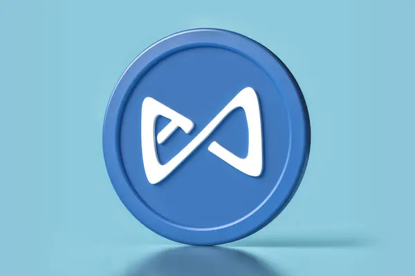 Axie Infinity Token Icoon Geïsoleerd Een Blauwe Achtergrond Hoge Kwaliteit — Stockfoto