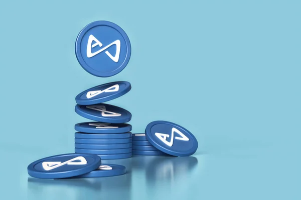 Axie Infinity metaverse dijital paralar bir yığın oluşturur. Dijital varlık ödemeleri ve istifleme kavramları için uygun tasarım. Yüksek kalite 3B görüntüleme.