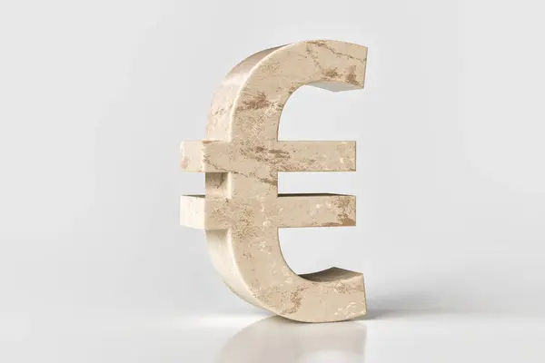 Símbolo Euro Fresco Impecável Feito Pedra Mármore Bege Alta Qualidade — Fotografia de Stock