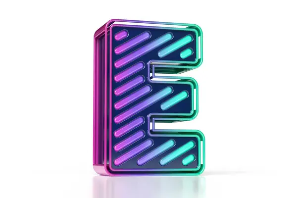 字母E与迪斯科风格设计梯度粉红至茶色 迷人的彩色霓虹灯字体 高质量3D渲染 — 图库照片