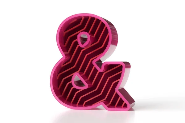 Glossy Pink Red Metallic Ampersand Letter Zigzag Decorative Line Pattern — Stock Photo, Image