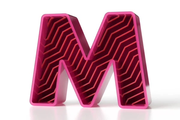 伟大的3D字母M设计的品牌项目在一个现代的概念领域的技术和游戏 红色粉红3D光滑字体系列 高清晰度3D渲染 — 图库照片
